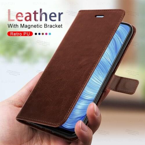 Leather Flip Case For Realme realmi 7 8 Pro 5G C20 C21 C12 C15 Realme GT Neo Crazy horse pattern bracket protective leather case