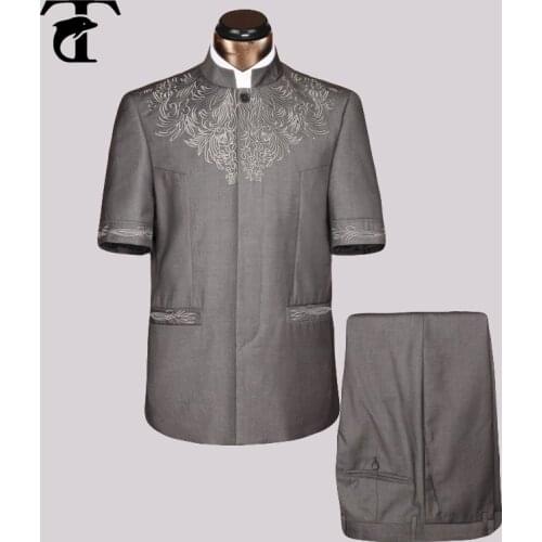 2020 Short Sleeve Summer Suits men Jacket Wholesale Clothing Blazer Men New Fashion Casual Blazer Safari Suit Jaqueta Masculina