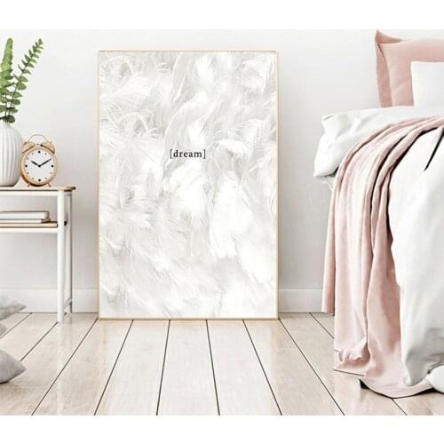 Minimalist Wall Art Wall Pictures for Living Room Scandinavian Posters Feathers Dream Definition Print Quote Canvas Painting