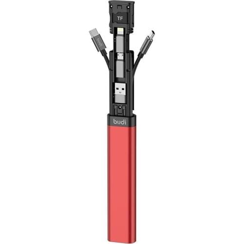 BUDI Multi-functional Cable Stick Multi-Cable 6 types Cable SIM KIT TF Card Memory Reader Phone Cradle 3.5 Type C Adapter