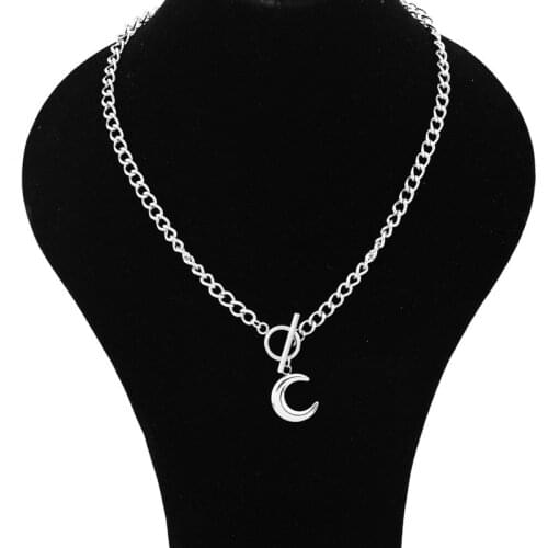 Punk Girl Fashion Necklace 2020 New Temperament Necklace All-match Ring T-shaped Buckle Moon Necklace Womens Wholesale Bohemio