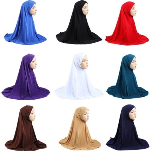 Muslim Women Plain Hijab One Piece Amira Arab Prayer Scarf Islamic Shawl Wraps Khimar Veil Headscarf Shawl Turban Ramadan Hijabs