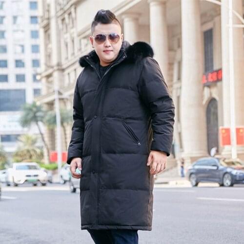 2019 Winter New Mens Oversized XL-9XL 10XL Winter With Detachable Fur Collar coat Long Over the Knee Black Winter clothes