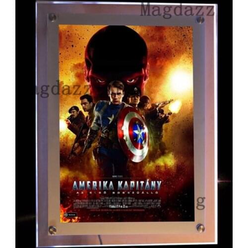 Home Theater Wall Mounted Slim Acrylic Frameless LED Illuminated Movie Poster Frame Advertising Lightbox for Cinema (5pcs/lot)
