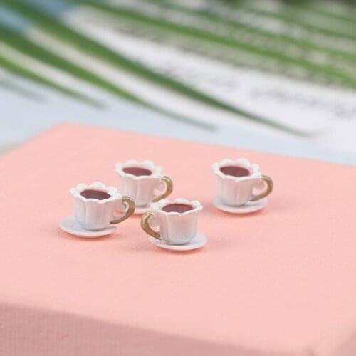 New 4Pcs/lot Kitchen Doll Accessories Dollhouse Miniature Coffee Cup For Kitchen Room Food Drink Home Tableware Decors