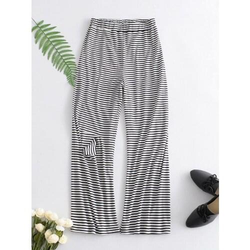 2020 summer new retro casual loose-fitting fashion belted high-waisted thin striped wide-legged pants SG0113