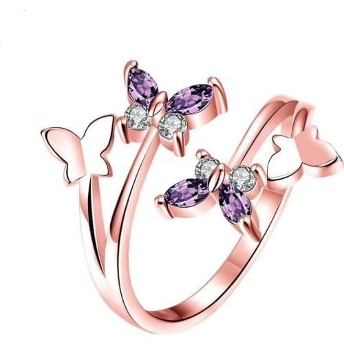 New Butterfly Wing Of Crystal Ring For Women Of Love The Girls' Jewels In Wedding Faith Fashion Of The Bar Rings Fashion Party