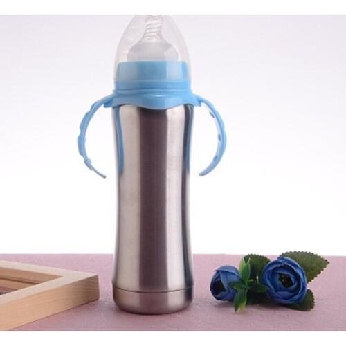 New Arrival 8oz Sippy Baby Tumbler Stainnless Steel Milk Bottle with Handle Portable Kids Mugs Double Wall Feeding For Child