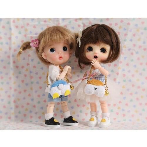 OB11 doll clothes are suitable for 1/12 size round jasmine joker plush cute bell diagonal bag, handbag doll accessories