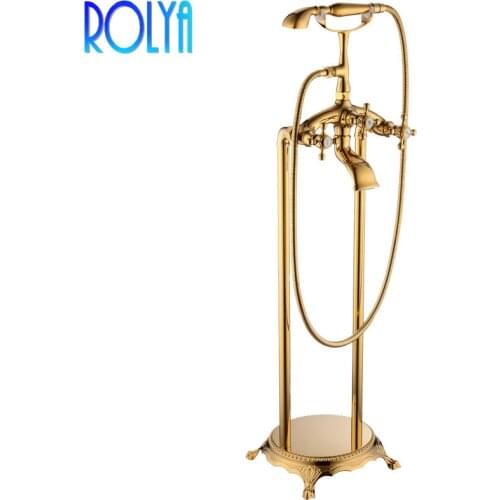 2020 Wholesale High Quality Luxury Vintage Traditional Victoria Golden FloorStanding Bath Shower Mixer Tap Faucet