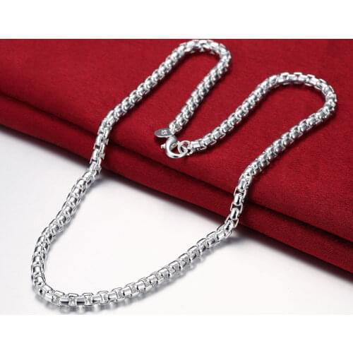 Fashion 925 Sterling Silver 5MM round box Necklaces Classic Jewelry 20/24 Inches for men woman necklace Party Christmas Gifts