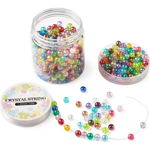 Transparent AB Color Acrylic Beads Round for Earrings Bracelets Making DIY Mixed Color 4 5 6 8 10 mm Hole: 1.5mm