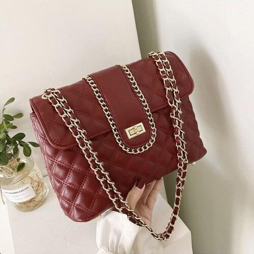Luxury Brand Handbag 2020 New Quality PU Leather Womens Designer Handbag Classic Lattice Chain Large Shoulder Messenger bags