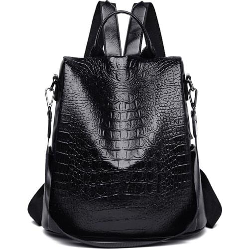 New Fashion Leather Women Backpack High Quality Female Ladies Student Bag Girl Famous Brand Casual Alligator School Travel Bag