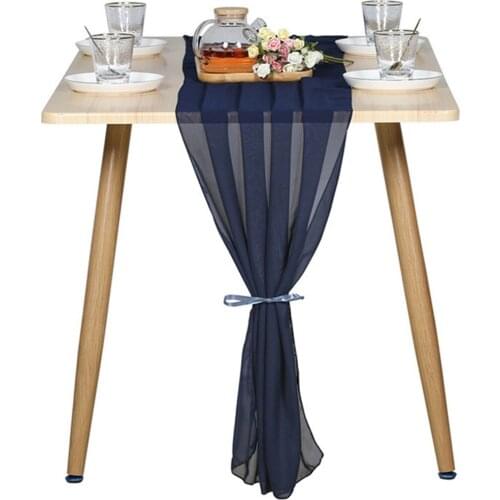 Silky Chiffon Table Runner Romantic Wedding Party Tablecloth Rectangular Dining Table Runner Cover Cloth Home Decor With Ribbons