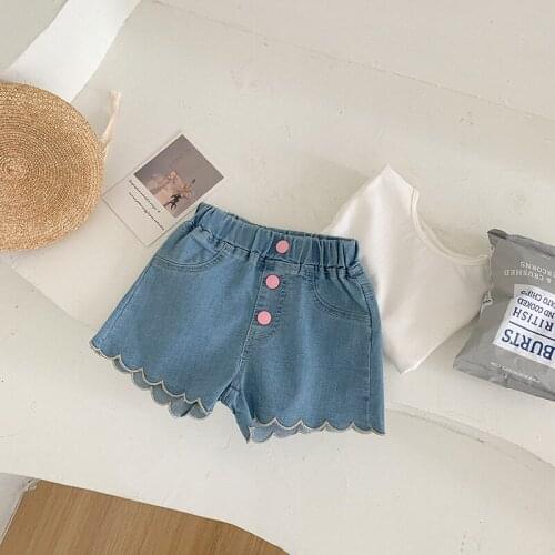 Summer New Kids Denim Shorts 2 3 4 5 6 7 Y Toddler Girls Casual Wavy Edge Short Pants Children Clothing Cute Korean Girls Shorts