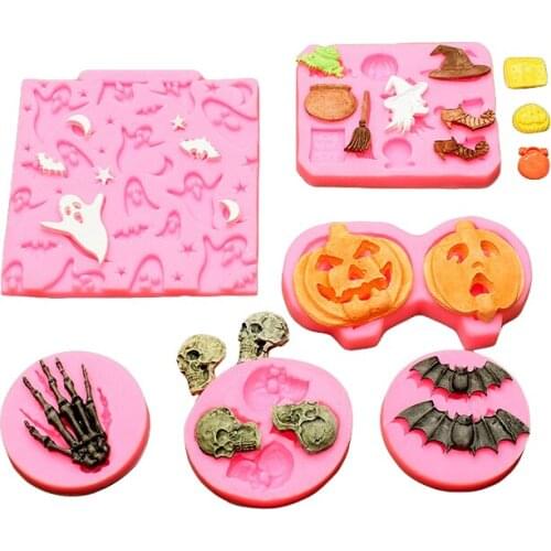 Halloween Skull Pumpkin Silicone Chocolate Molds DIY Owl Handbone Epoxy Resin Mold Halloween Party Decoration Cake Tools
