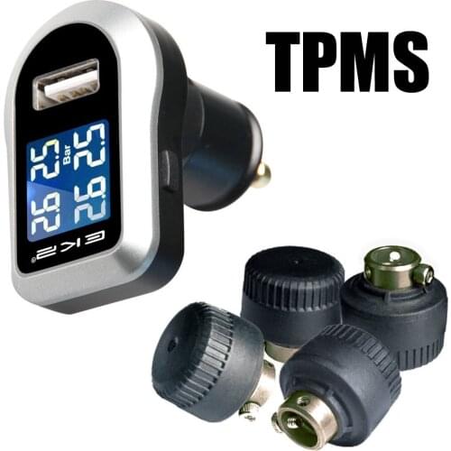 Tire Pressure Monitoring System Car TPMS with 4 pcs External Sensors Display four tires temperature or pressure simultaneously