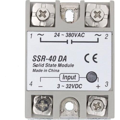 SSR-40 DA Solid State Relay, DC to AC Solid State Relay Module SSR-40DA Temperature Controller 24V-380V 40A 250V