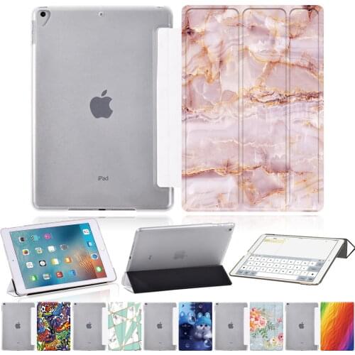 Anti-fall Tablet Case for Apple IPad Pro 11" 10.5" 9.7"/Air 1 2 3 4 Print Pattern Leather Smart Wake Sleep Tri-fold Cover Case