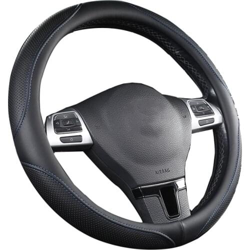 Car Steering Wheel Cover Wrap PU Leather Universal Car Styling 37-38CM/14.5" -15" M Size Suitable For All Seasons