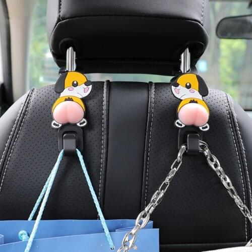 Storage Groceries Headrest Hanger PVC Car Back Seat Bag Hooks 2x Cartoon Animal Hooks Storage 20kg Bearing A5KD