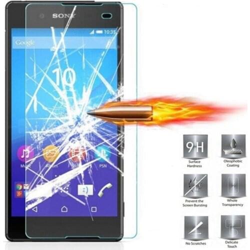 9H Tempered glass FOR Sony Xperia E3 E4G M2 M4 M5 C3 C4 C5 T3 Screen Protector Protective Film sklo glas case for sony