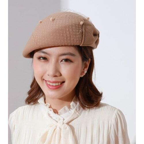 Wool Fascinator Hats For Women Winter Elegant Pillbox Hat Veil Felt Formal Cocktail Party Wedding Fedoras Chapeau Femme Cap