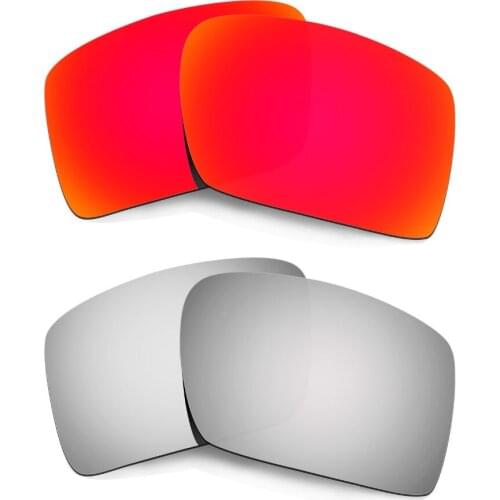2 Pairs HKUCO For Eyepatch 2 Polarized Replacement Lenses Increase Clarity Red & Silver