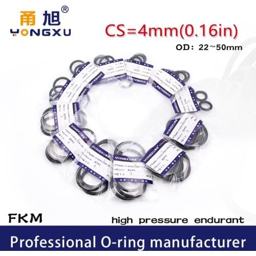 3PC/Lot Rubber Black FKM fluororubber O-ring Seal CS4mm OD22/25/26/28/30/32/35/38/40/42/45/48/50*4mm Gasket Oil Sealing Washer
