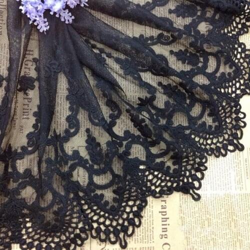 3Yards High Quality Luxury Wide Black White Lace Trim Mesh Fabric for Dress Underwear 30cm Width