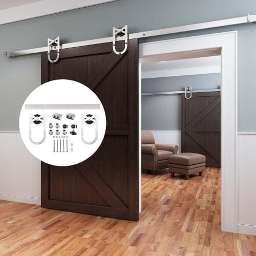 4.9FT/6FT/6.6FT Stainless steel horseshoe style single wheel barn wood sliding doors hardware track