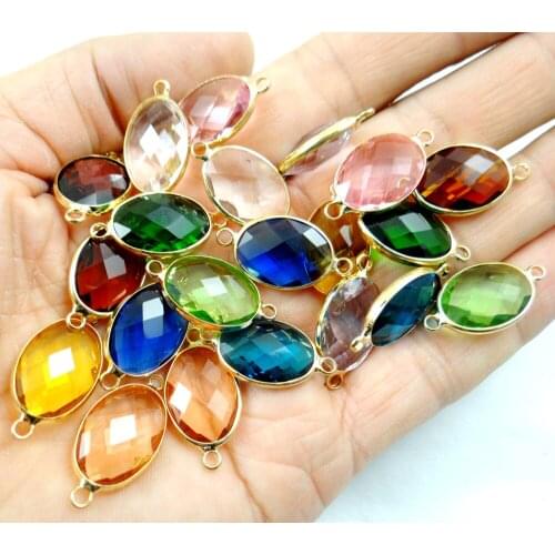 Hot selling 13*18MM Crystal Necklace Charms Pendant for Bracelet Earring Connector DIY Fashion Jewelry Making Accessories 50pcs