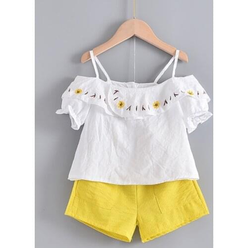 Bear Leader 2021 New Summer Flowers Embroidery Children Floral Baby Sets Girls Fashion Suits Kids Baby Outfits For 3-7 Years