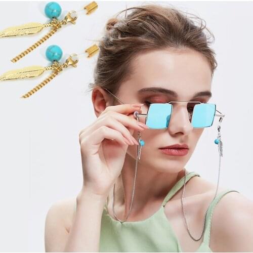 1pc/10pcs/lot Entry lux Eyeglass Gold Chains Silver Leaf Turquoise Jewel Sunglasses Eyewears Neck Cord Holder Eyeglass chains
