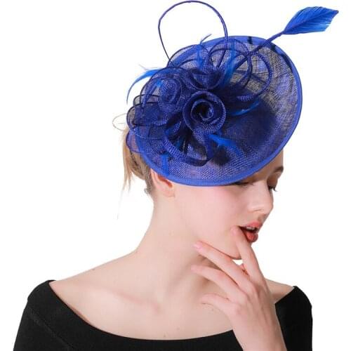 Church Hats Women Elegant Horse Racing Festival Ladies Fedoras Fascinator Hats Bridal Hairpin Headdress femme mariage LM064