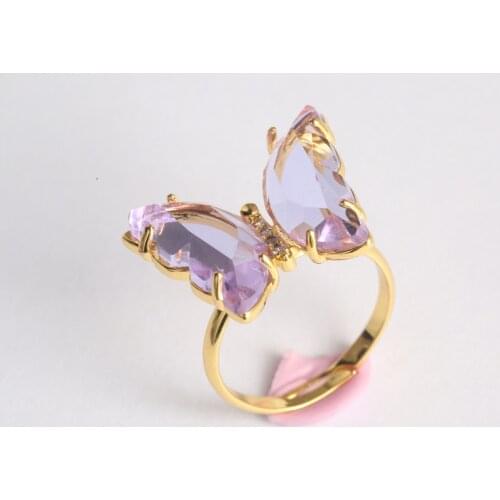 Exquisite Crystal Butterfly Ring Boho Style Romantic Gems Ring Bridal Wedding Band Engagement Jewelry Lovers Gift for Women