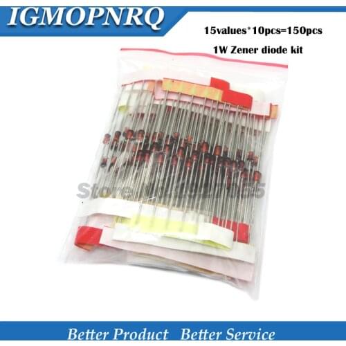 150pcs 1W Zener diode kit DO-41 15values*10pcs 3V-30V component diy kit Steady pressure tube KIT
