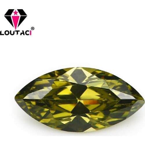 LOUTACI Best Jewelry Gemstone Engagement Rings Olive Green Cubic Zirconia Marquise Shape Middle Size 4x8-5x10mm