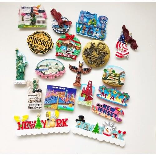 BABELEMI USA Refrigerator Magnets New York Las Vegas Chicago San Francisco Miami Alaska Souvenirs Fridge Magnet Home Decoration