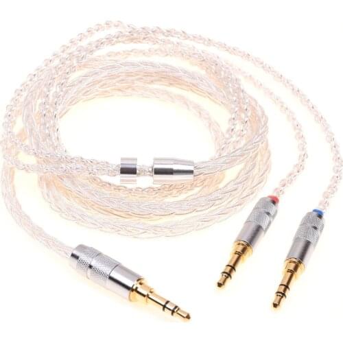 Soft TPE Clear 8 Cores Silver Plated HiFi Headphones Upgrade Cable Dual 3.5mm Compatible for Hifiman Arya HE1000se HE5se HE6s