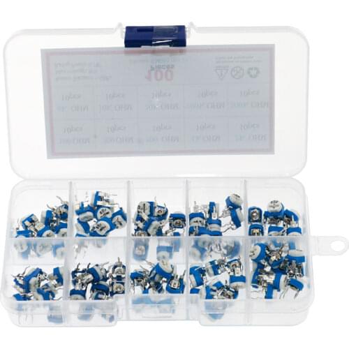 100pcs 10value x 10pcs RM065 (100 ohm - 500K) Horizontal Trimpot Potentiometer Assortment Kit set