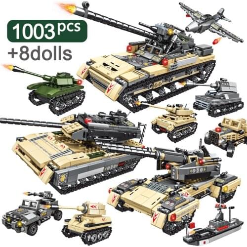 1003 Pieces of Tank Building Block Set Weapon War Tank Creator Building Block Army WWII Soldier Childrens Toy