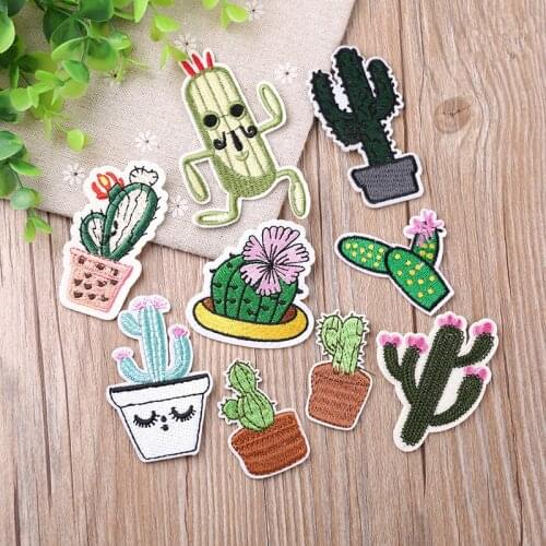 Cactus Clothing Patches Embroidery Iron On Stripes Stickers Badge patches For Clothing DIY Jeans Decoration fashion Patch