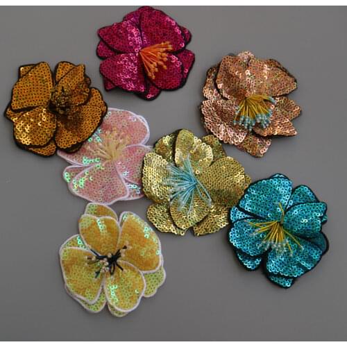 1pc Rhinestone beaded flower patches for clothes DIY sew on parch appliques Embroidery applique patch ropa clothing accessory
