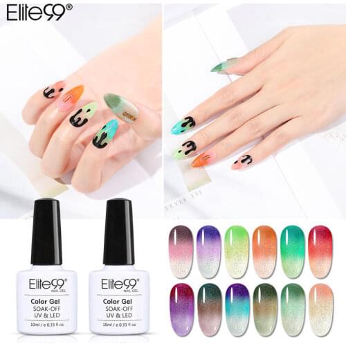 Elite99 10ml Neon Temperature Changing Nail Gel Polish Color Shiny Glitter UV Gel Nail Polish Primer Top Base Coat For Nails Art
