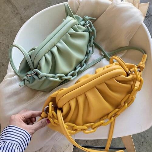 New Women Handbag Candy Color PU Leather Shoulder Simple Bags For Women 2021 Small Crossbody Bag Travel Chain Handbags And Purse