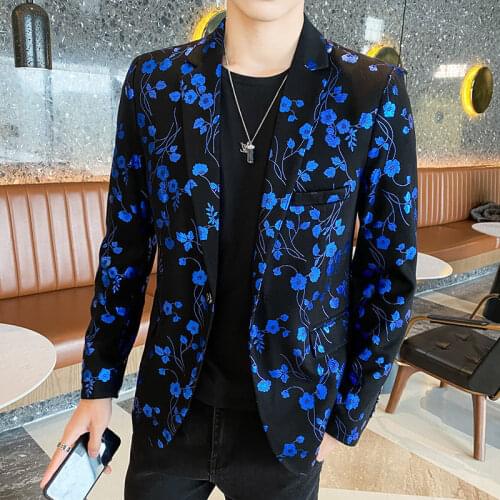 2021 New Fashion Mens Printed Slim Fit Suit Overcoats Male Asual Business Daily Jackets Men Business Casual Blazers W351