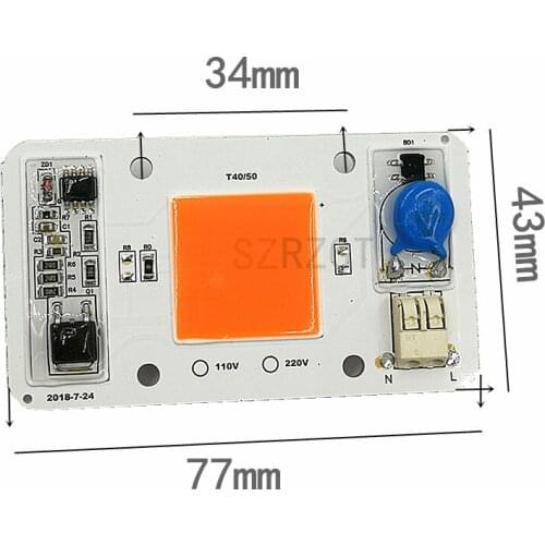 NEW SZRZGT 1PCS 110V/220V 50w cob led grow light chip full spectrum 380nm-840nm for Indoor Plant Seedling Grow and Flower