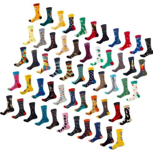 Wholesale Fashion Men Custom Cotton Socks Crew Colorful Food Fruit Cartoon Men Socks